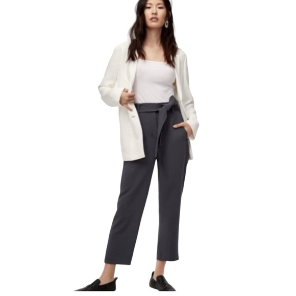 Aritzia Wilfred Geneva High Rise Tie Waist Straight Trouser Anke Pant Sz 2 - Picture 1 of 10